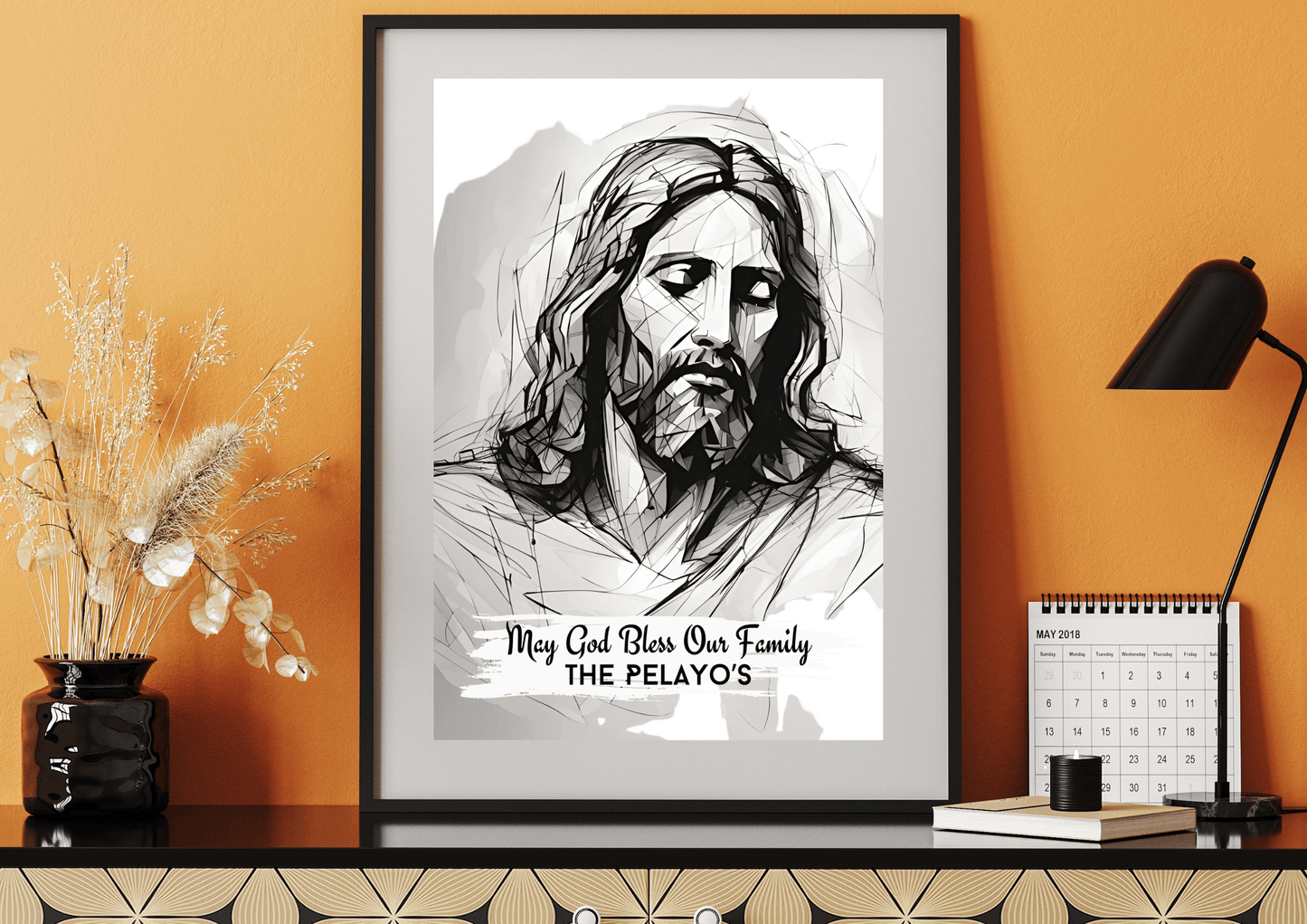 Personalized Jesus Pencil Sketch-Effect Wall Art