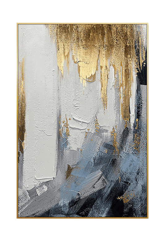 CP166 Blue, White and Gold Abstract Design Canvas Print Wall Decor