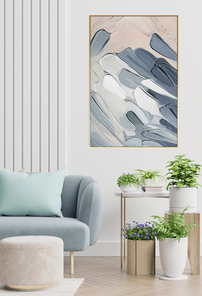 CP167 White and Blue Abstract Design Canvas Print Wall Decor