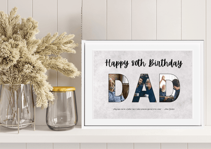Personalized Happy Birthday Collage Wall Art for Dads