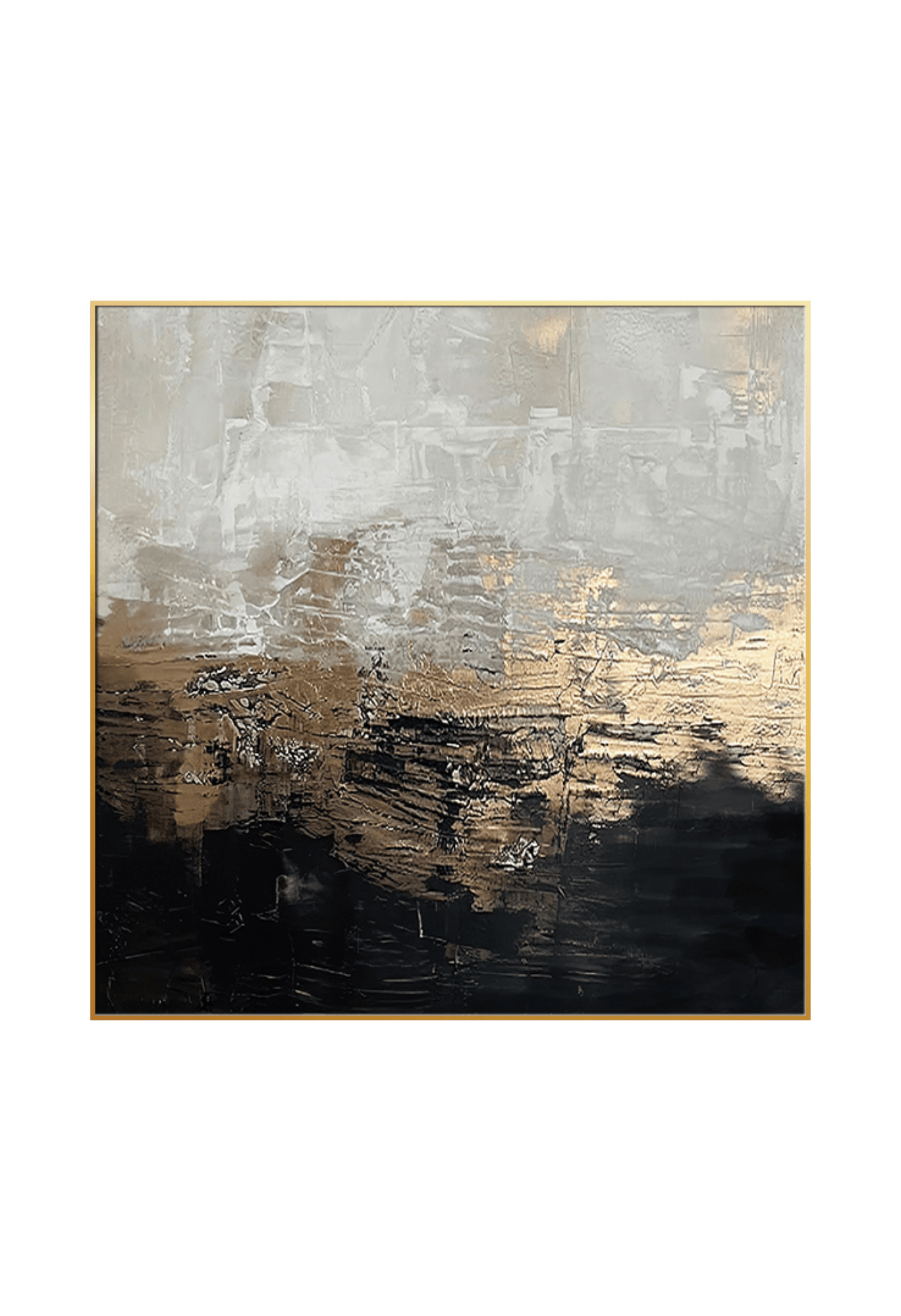 CP125 Black, Gold, and Beige Abstract Canvas Print Wall Decor