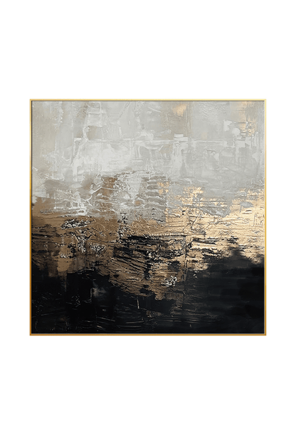 CP125 Black, Gold, and Beige Abstract Canvas Print Wall Decor
