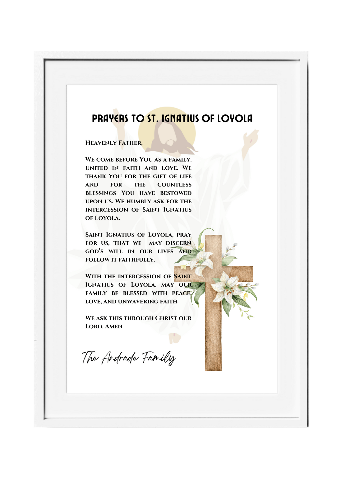 Personalized Family Prayer for Saint Intercession Poster