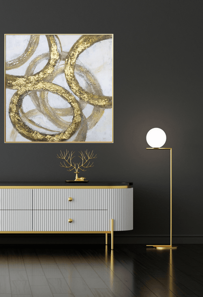 CP124 Gold Rings Abstract Canvas Print Wall Decor