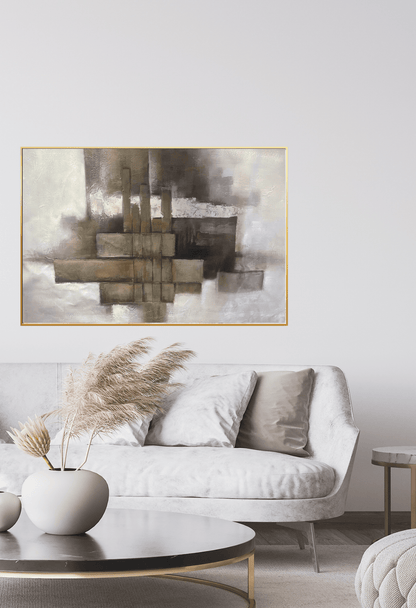 HP036 Minimalist Neutral Hand-Painted Wall Decor