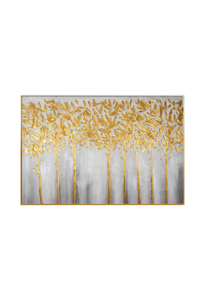 HP025 Minimalist Gold Trees Hand-Painted Wall Decor
