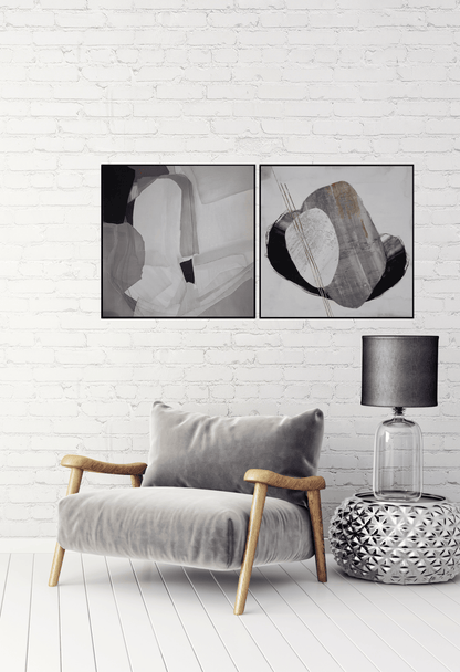 CP027029 Neutral Black, Brown, Beige, and White Abstract Design Canvas Prints Wall Decor