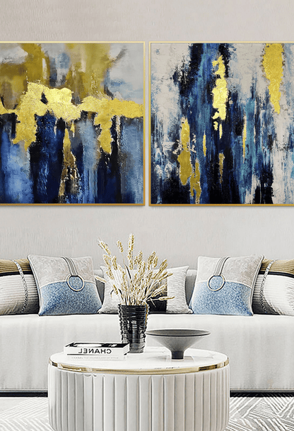 CP019020 Blue and Gold Abstract Design Canvas Prints Wall Decor