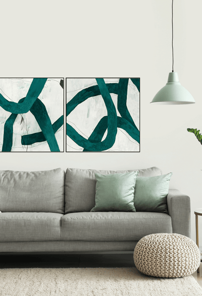 CP033034 Modern Shades of Green Abstract Design Canvas Prints Wall Decor