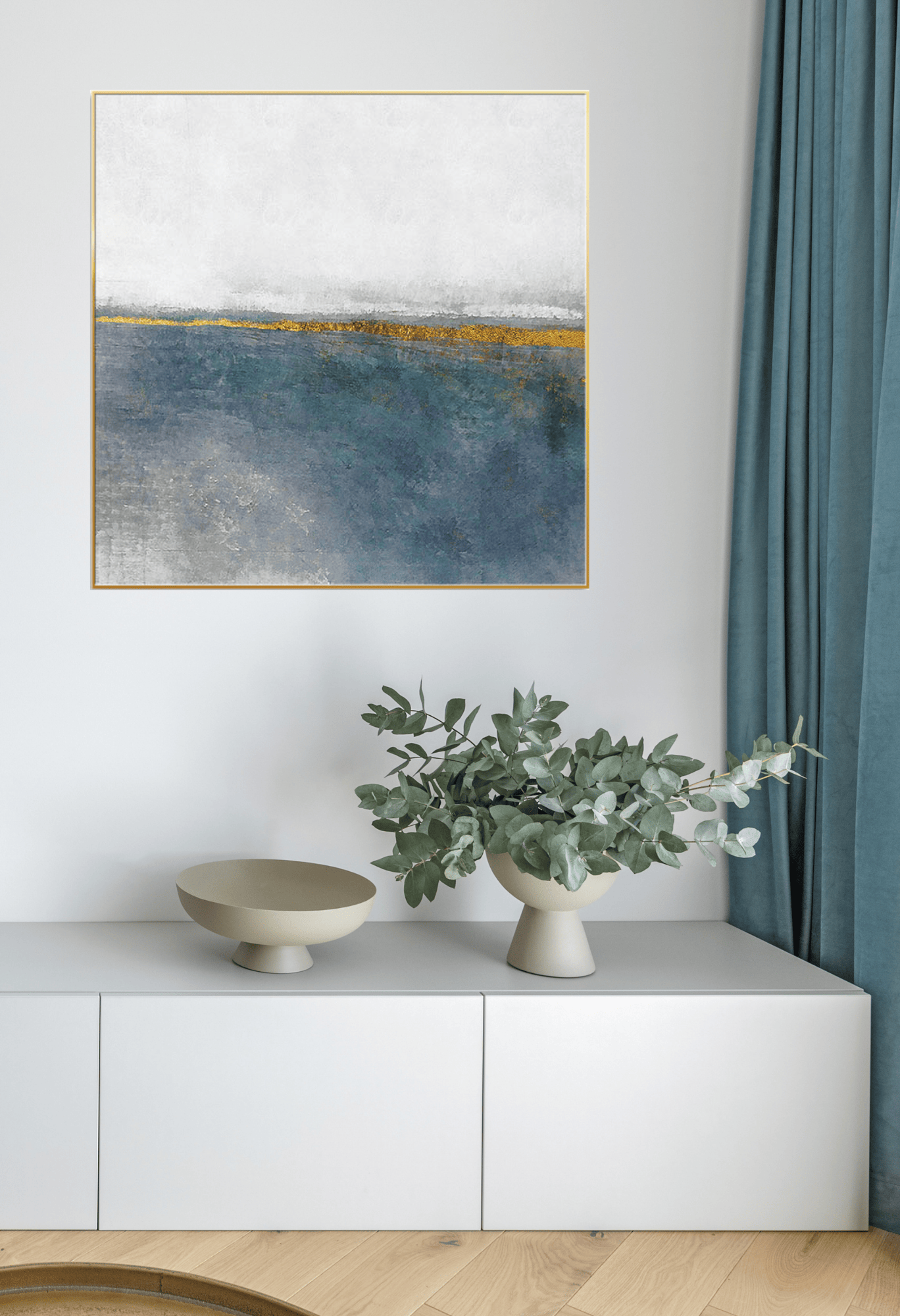 CP042043 Blue and Gold Abstract Design Canvas Prints Wall Decor