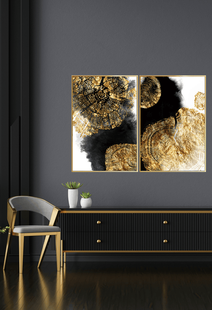 CP133134 Abstract Black, Grey and Gold Canvas Prints Wall Decor