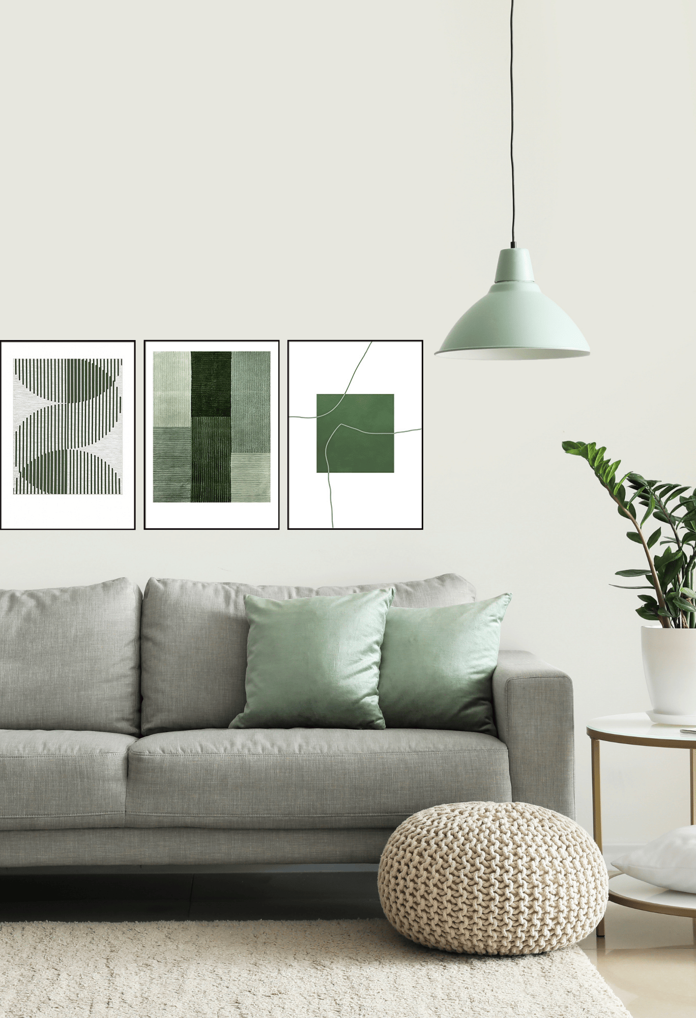 CP010 Modern Abstract Green Pattern Canvas Prints Wall Decor