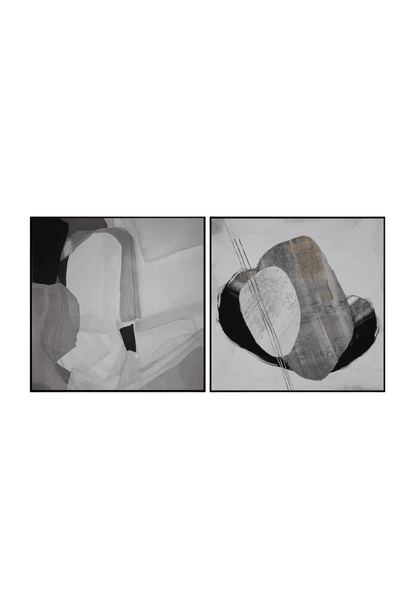 CP027029 Neutral Black, Brown, Beige, and White Abstract Design Canvas Prints Wall Decor