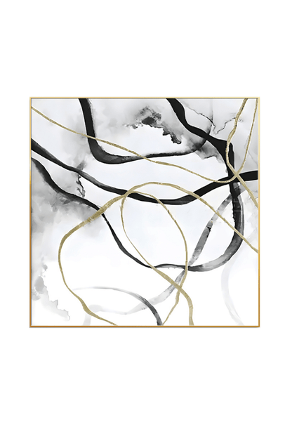 CP032041 Black, Gold, Gray, and White Abstract Design Canvas Prints Wall Decor