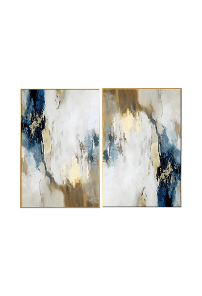 CP064 Abstract Blue, Gold, Brown and White Canvas Prints Wall Decor