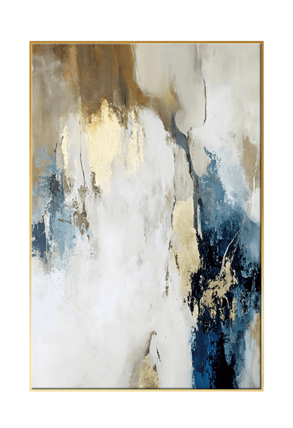 CP064 Abstract Blue, Gold, Brown and White Canvas Prints Wall Decor