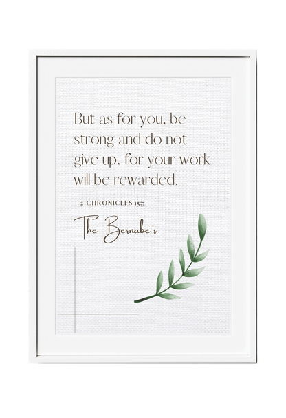 Personalized Family Bible Verse Wall Decor 2 Chronicles 15:7