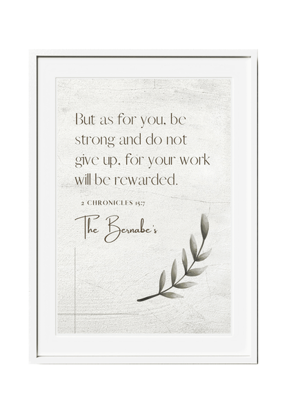 Personalized Family Bible Verse Wall Decor 2 Chronicles 15:7