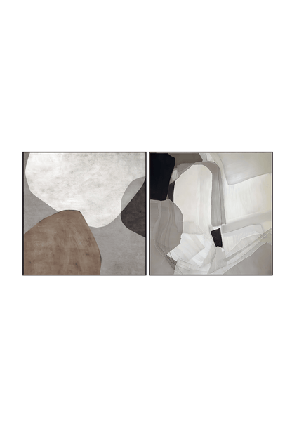 CP027126 Neutral Black, Brown, Beige, and White Abstract Design Canvas Prints Wall Decor
