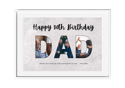 Personalized Happy Birthday Collage Wall Art for Dads