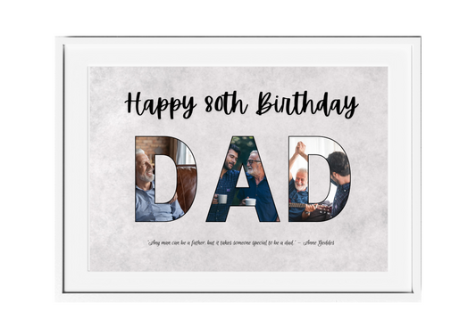 Personalized Happy Birthday Collage Wall Art for Dads