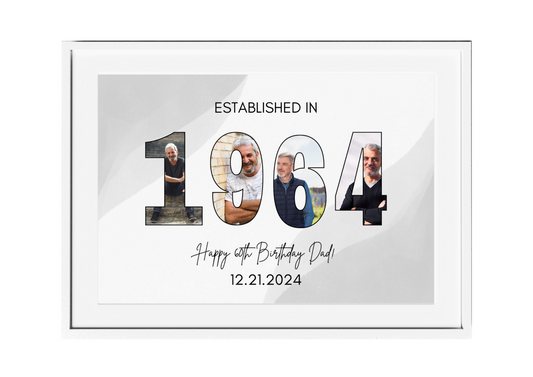 Personalized Happy Birthday Collage Wall Art for Dads