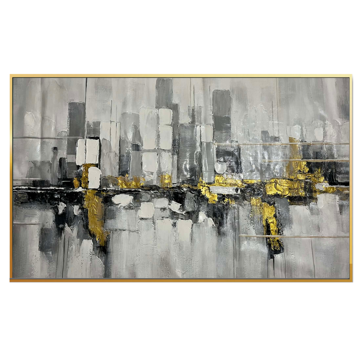 HP061 Abstract Gray and Gold  Hand-Painted Wall Decor
