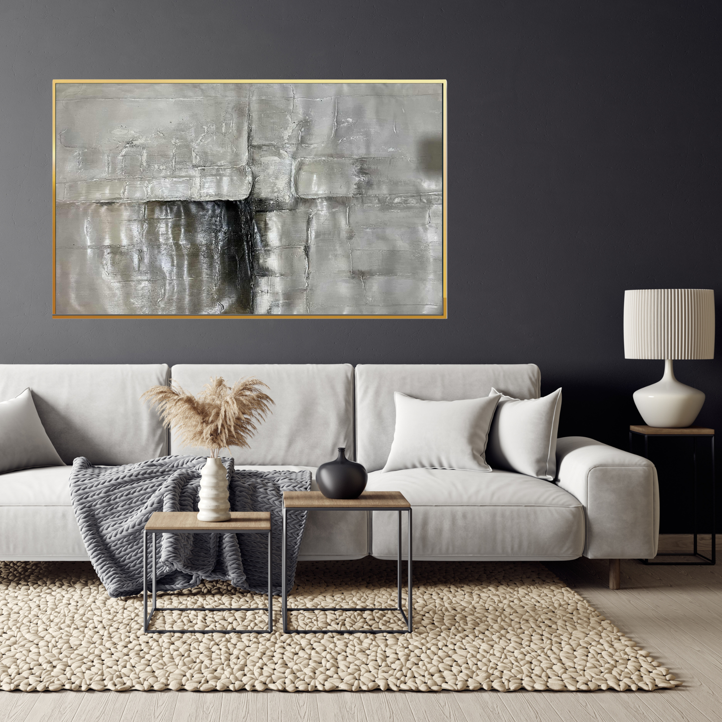 HP063 Abstract Neutral Hand-Painted Wall Decor