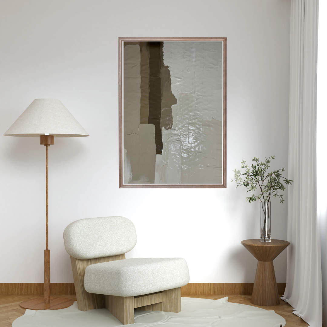 HP068 Abstract Neutral Hand-Painted Wall Decor