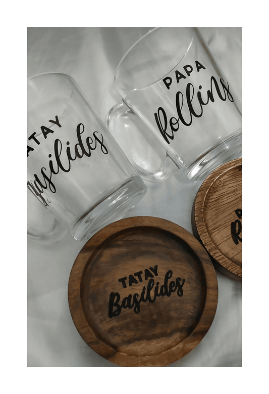 Personalized Glass Mug with Wooden Lid (320ml)