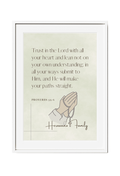 Personalized Family Bible Verse Wall Decor Proverbs 3:5-6