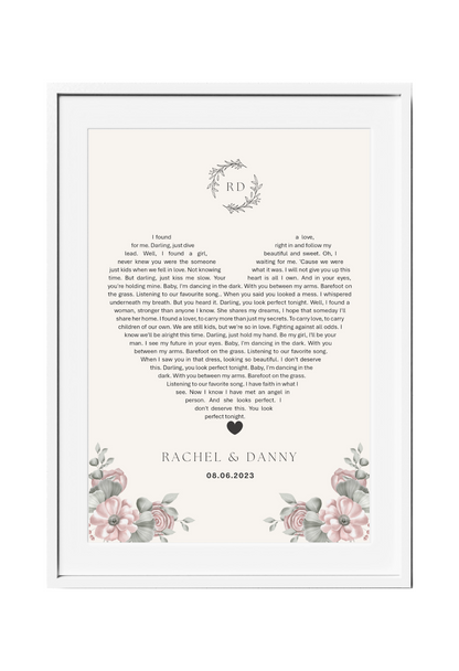 Personalized First Dance Song Lyrics Wall Art
